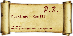 Plakinger Kamill névjegykártya